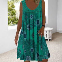 Laden Sie das Bild in den Galerie-Viewer, Damen Sommer O-Ausschnitt ärmellosem Druck Kleid