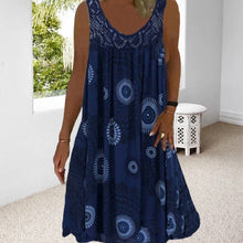 Laden Sie das Bild in den Galerie-Viewer, Damen Sommer O-Ausschnitt ärmellosem Druck Kleid