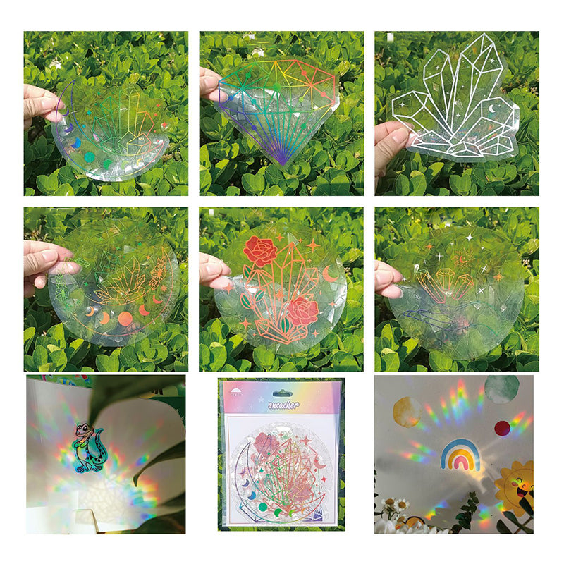 🌈PVC Bunte Adsorptionsregenbogenglasfensteraufkleber, 6 pcs🪐