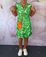 Laden Sie das Bild in den Galerie-Viewer, Bedrucktes, ärmelloses, elegantes Kleid mit V-Ausschnitt