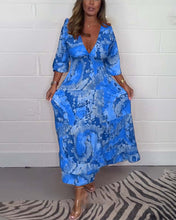 Laden Sie das Bild in den Galerie-Viewer, Tiefes V Buntes Langes Kleid