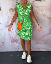 Laden Sie das Bild in den Galerie-Viewer, Bedrucktes, ärmelloses, elegantes Kleid mit V-Ausschnitt