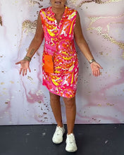 Laden Sie das Bild in den Galerie-Viewer, Bedrucktes, ärmelloses, elegantes Kleid mit V-Ausschnitt