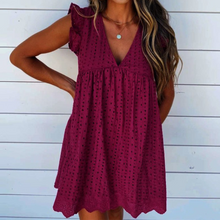 Laden Sie das Bild in den Galerie-Viewer, Hohles Kleid mit V-Ausschnitt für Damen