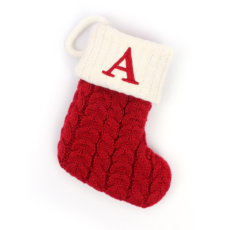 🎄Gestrickte Weihnachtssocke mit Buchstaben🎊