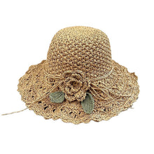 Laden Sie das Bild in den Galerie-Viewer, Elegant Crochet Straw Hat with Ruffle Detail