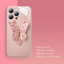 Laden Sie das Bild in den Galerie-Viewer, 🦋3D-Schmetterlingsmuster Glas Handyhülle für iPhone🦋