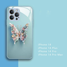Laden Sie das Bild in den Galerie-Viewer, 🦋3D-Schmetterlingsmuster Glas Handyhülle für iPhone🦋