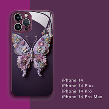 Laden Sie das Bild in den Galerie-Viewer, 🦋3D-Schmetterlingsmuster Glas Handyhülle für iPhone🦋