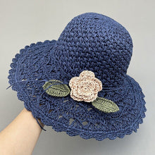 Laden Sie das Bild in den Galerie-Viewer, Elegant Crochet Straw Hat with Ruffle Detail