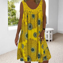 Laden Sie das Bild in den Galerie-Viewer, Damen Sommer O-Ausschnitt ärmellosem Druck Kleid
