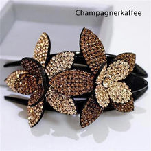 Laden Sie das Bild in den Galerie-Viewer, Strass Doppelblume Haarspange