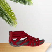Laden Sie das Bild in den Galerie-Viewer, Runder Zehenpartie Hohle römische Gladiator-Sandalen