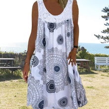 Laden Sie das Bild in den Galerie-Viewer, Damen Sommer O-Ausschnitt ärmellosem Druck Kleid