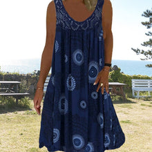 Laden Sie das Bild in den Galerie-Viewer, Damen Sommer O-Ausschnitt ärmellosem Druck Kleid