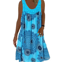 Laden Sie das Bild in den Galerie-Viewer, Damen Sommer O-Ausschnitt ärmellosem Druck Kleid