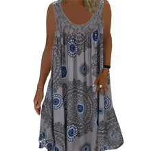 Laden Sie das Bild in den Galerie-Viewer, Damen Sommer O-Ausschnitt ärmellosem Druck Kleid