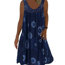 Laden Sie das Bild in den Galerie-Viewer, Damen Sommer O-Ausschnitt ärmellosem Druck Kleid