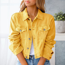 Laden Sie das Bild in den Galerie-Viewer, Langärmlige Lässige Jeansjacke für Damen
