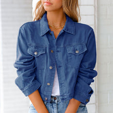 Laden Sie das Bild in den Galerie-Viewer, Langärmlige Lässige Jeansjacke für Damen