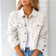 Laden Sie das Bild in den Galerie-Viewer, Langärmlige Lässige Jeansjacke für Damen