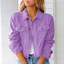 Laden Sie das Bild in den Galerie-Viewer, Langärmlige Lässige Jeansjacke für Damen