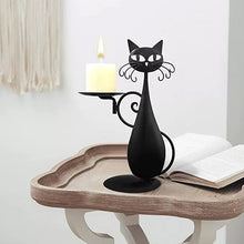 Laden Sie das Bild in den Galerie-Viewer, Schwarze Katze Kerzenhalter