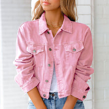 Laden Sie das Bild in den Galerie-Viewer, Langärmlige Lässige Jeansjacke für Damen