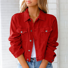 Laden Sie das Bild in den Galerie-Viewer, Langärmlige Lässige Jeansjacke für Damen