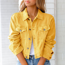Laden Sie das Bild in den Galerie-Viewer, Langärmlige Lässige Jeansjacke für Damen