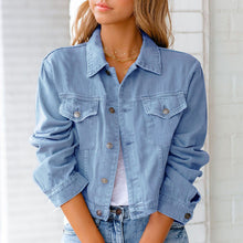 Laden Sie das Bild in den Galerie-Viewer, Langärmlige Lässige Jeansjacke für Damen