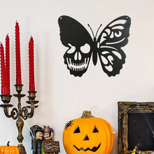 Laden Sie das Bild in den Galerie-Viewer, Halloween Metallschädel Schmetterling Schmiedeeisen Wanddekoration