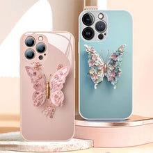 Laden Sie das Bild in den Galerie-Viewer, 🦋3D-Schmetterlingsmuster Glas Handyhülle für iPhone🦋