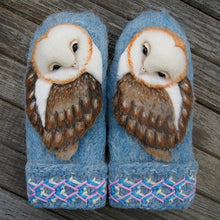 Laden Sie das Bild in den Galerie-Viewer, Handgestrickte Eulen-Strickhandschuhe