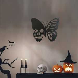 Halloween Metallschädel Schmetterling Schmiedeeisen Wanddekoration