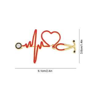 EKG und Stethoskop Mini-Brosche