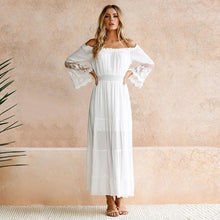 Laden Sie das Bild in den Galerie-Viewer, Tüll aus Schulter gefrilled Ferienkleid 
