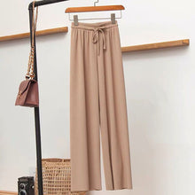 Laden Sie das Bild in den Galerie-Viewer, Ice Silk Wide Leg Damenhose mit hoher Taille