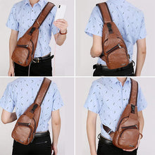 Laden Sie das Bild in den Galerie-Viewer, Schultertasche Crossbodytasche für Herren mit USB-Ladeanschluss