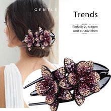 Laden Sie das Bild in den Galerie-Viewer, Strass Doppelblume Haarspange