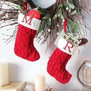 🎄Gestrickte Weihnachtssocke mit Buchstaben🎊