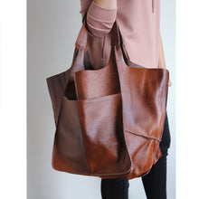 Laden Sie das Bild in den Galerie-Viewer, Frauen Übergröße Leder Handtaschen