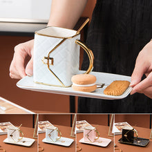 Laden Sie das Bild in den Galerie-Viewer, Kreative Tasse in Handtaschenform mit Untertasse und Löffel
