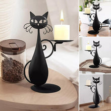 Laden Sie das Bild in den Galerie-Viewer, Schwarze Katze Kerzenhalter