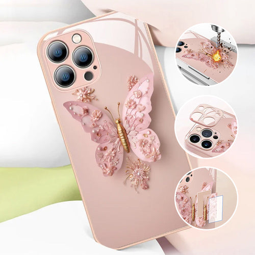 🦋3D-Schmetterlingsmuster Glas Handyhülle für iPhone🦋