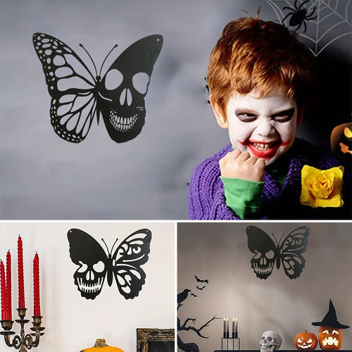 Halloween Metallschädel Schmetterling Schmiedeeisen Wanddekoration