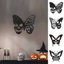 Laden Sie das Bild in den Galerie-Viewer, Halloween Metallschädel Schmetterling Schmiedeeisen Wanddekoration