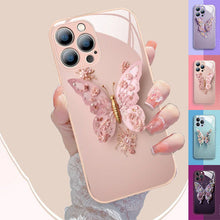 Laden Sie das Bild in den Galerie-Viewer, 🦋3D-Schmetterlingsmuster Glas Handyhülle für iPhone🦋