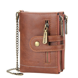 Vintage Doppelreißverschluss Brieftasche mit mehreren Kartenfächern für Herren