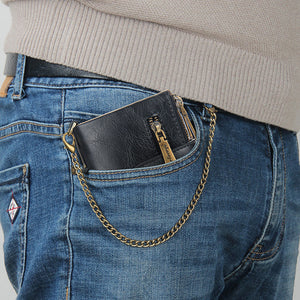 Vintage Doppelreißverschluss Brieftasche mit mehreren Kartenfächern für Herren